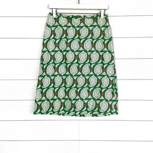 Boden Green White Patterned A-Line Skirt